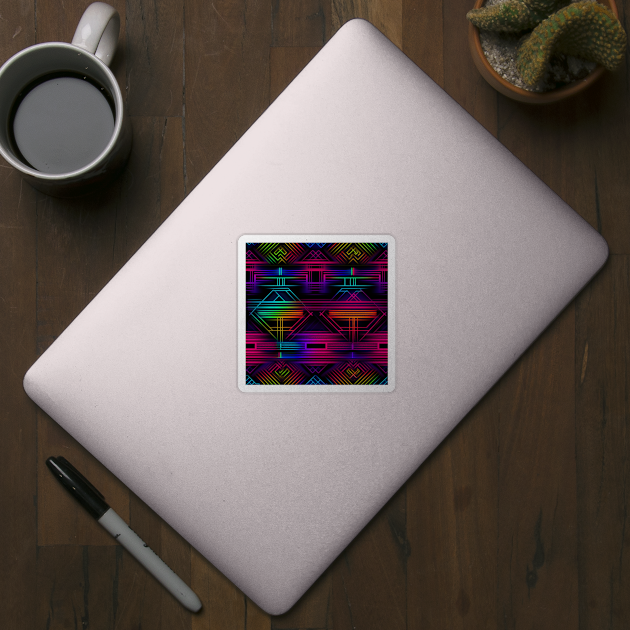 Neon Trippy EDM Festival Rave Pattern by AlexandrAIart